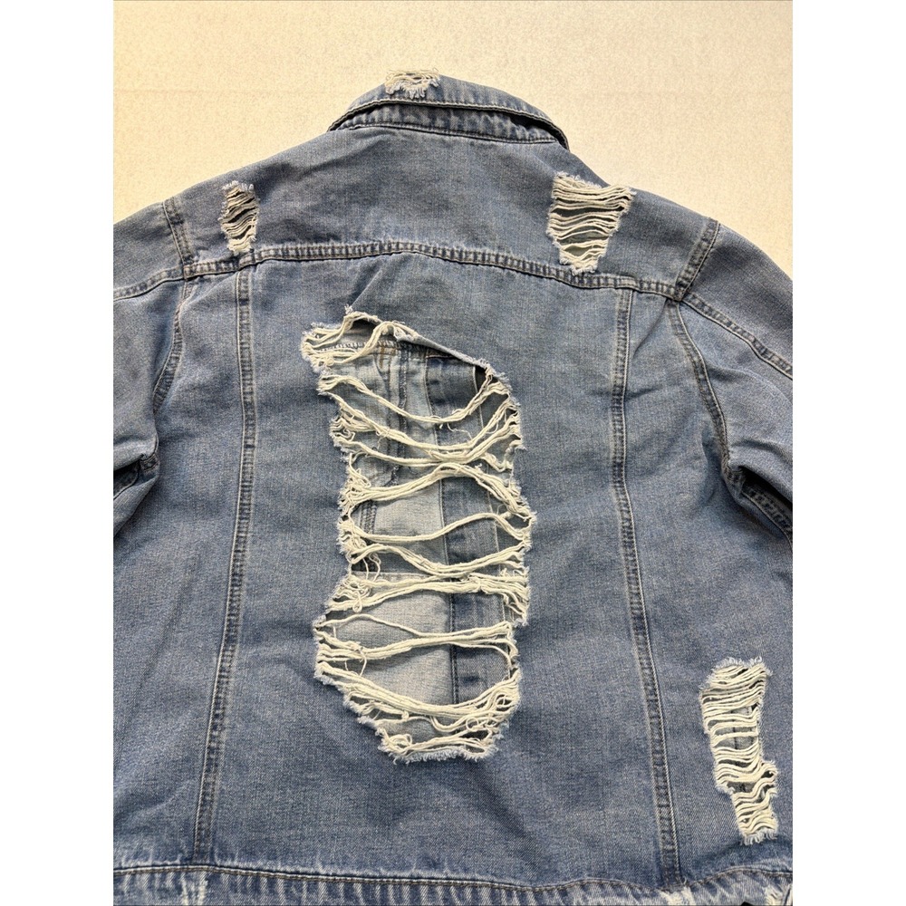 Highway Jeans Blue Very‎ Distressed Buttoned Denim Jacket Size XL women - Picture 14 of 16